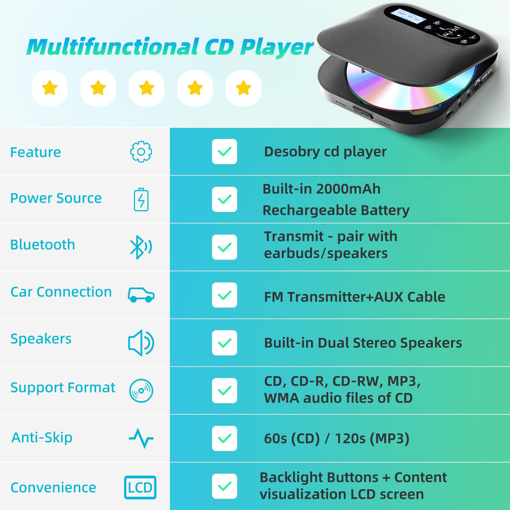 Portable CD Player with Bluetooth M3814