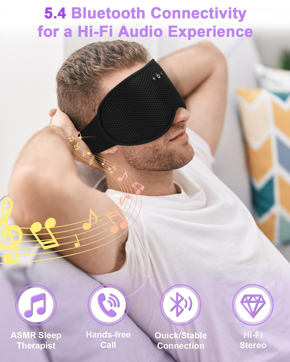 3D Contoured Sleep Mask with Bluetooth Headphones G418220