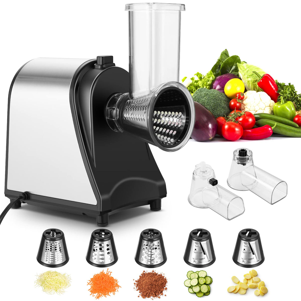 Electric Vegetable Cutter 500 W with 5 Cutting Drums P63504