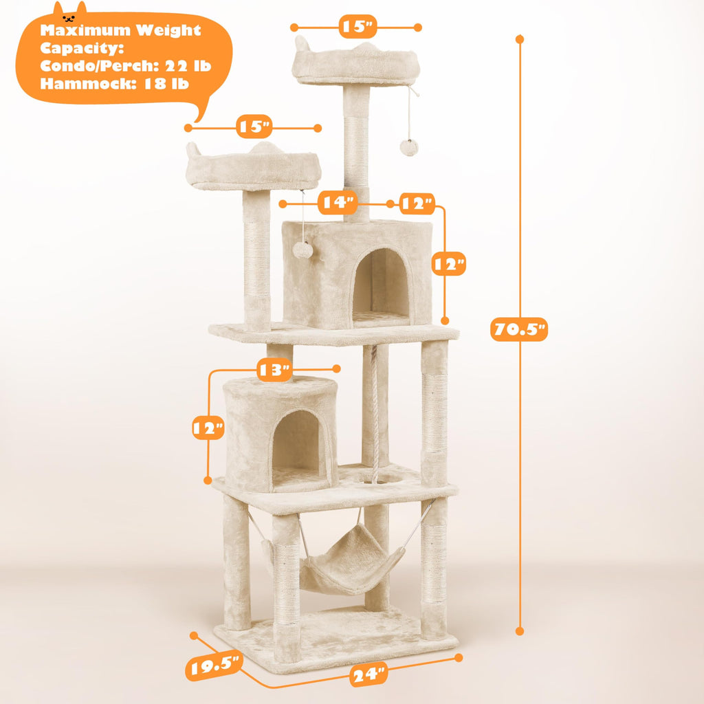 Beige 70.5in Multi-Level Cat Tree B504704