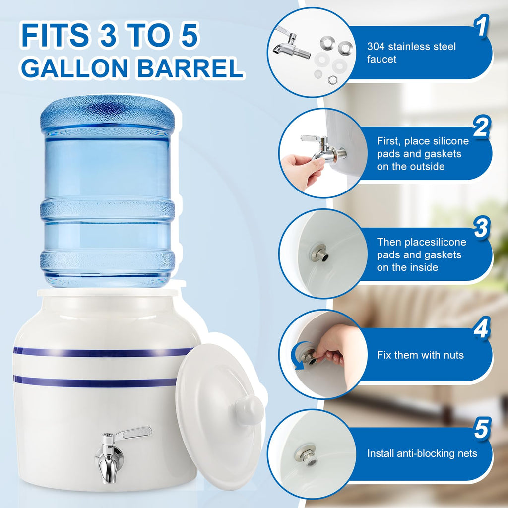 Ceramic Water Dispenser with 304 Stainless Steel Faucet and Lid Z108067