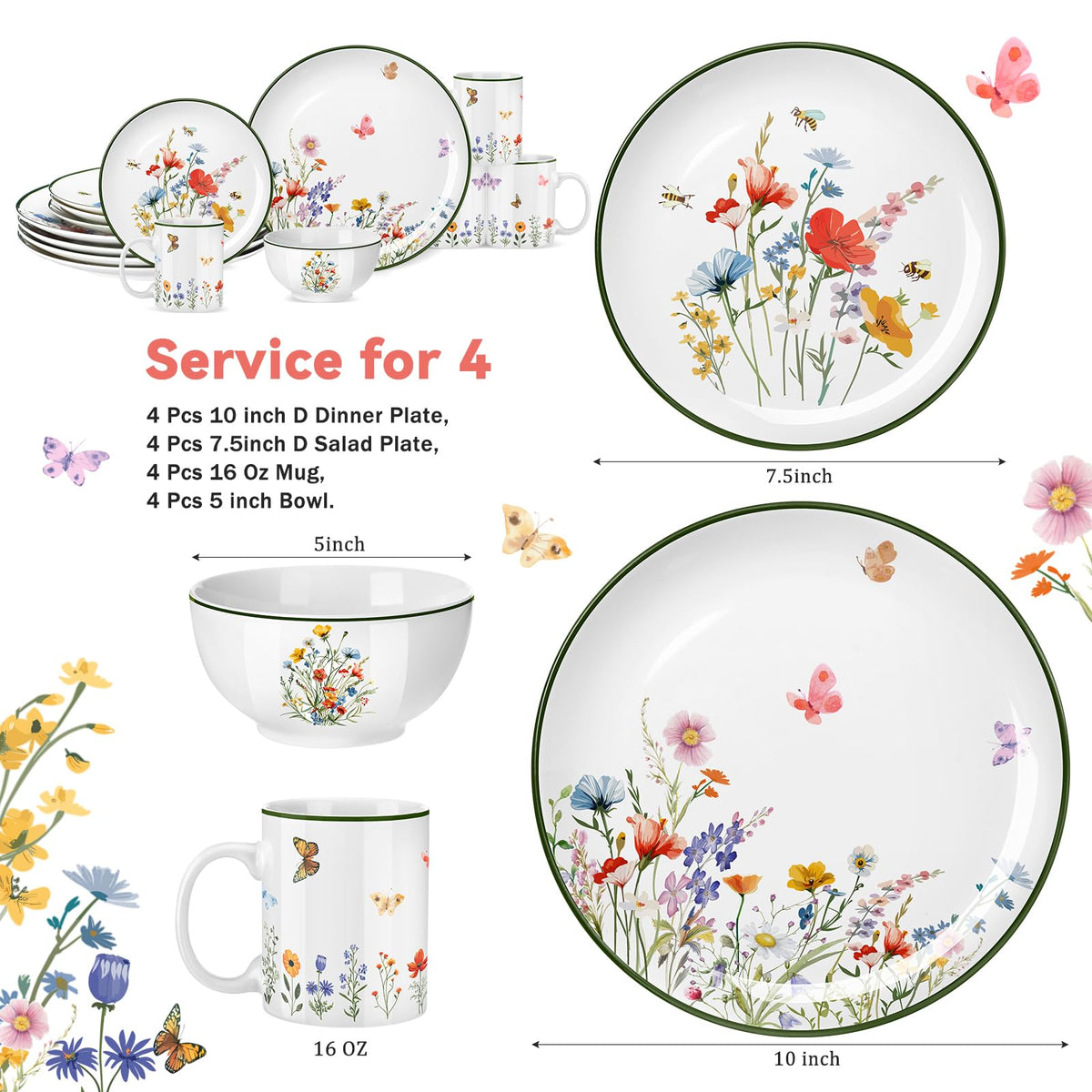 16 Pcs Ceramic Dinnerware Set Q1903