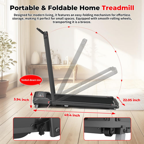 2 in 1 Folding Treadmill with Handle Bar G859277