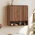 Walnut Fluted Bathroom Wall Cabinet Q7182