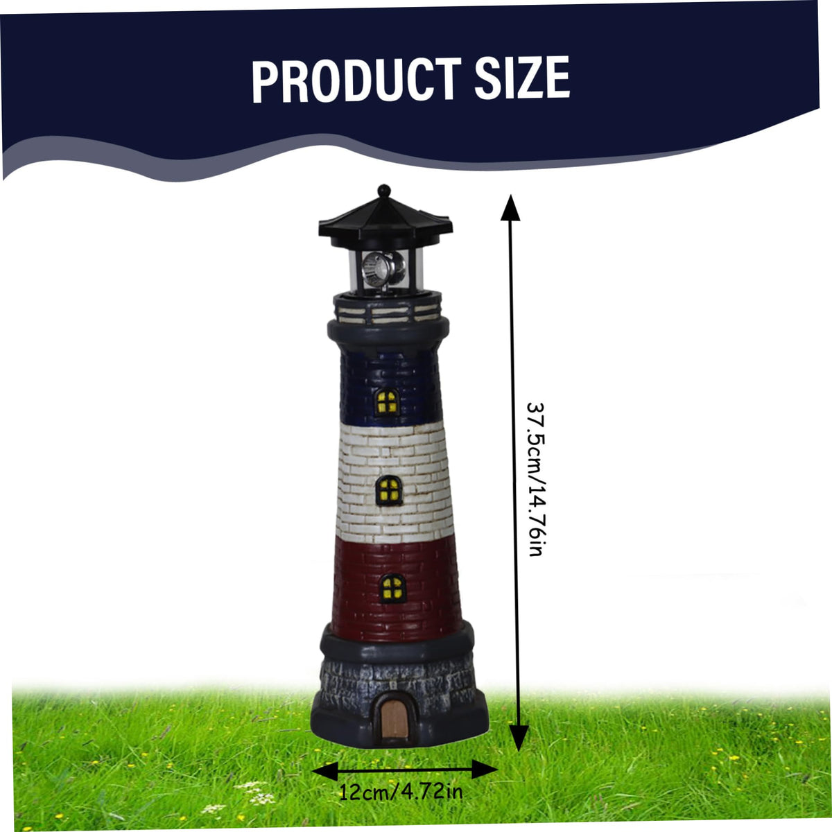 15" Tall Waterproof Resin Lighthouse Lamp with Rotating LED V74425