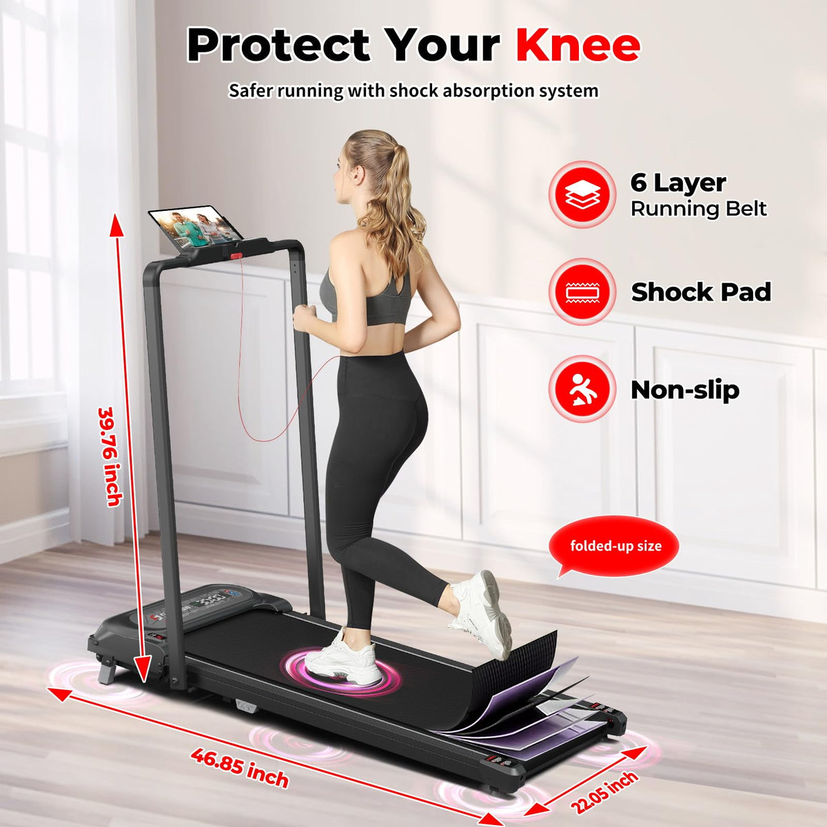 2 in 1 Folding Treadmill with Handle Bar G859277
