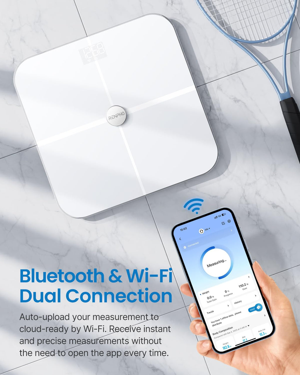 Wi-Fi Bluetooth Smart White Body Composition Scale D677819