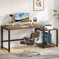 63 Inch Wood Computer Desk with Storage Shelves V77425