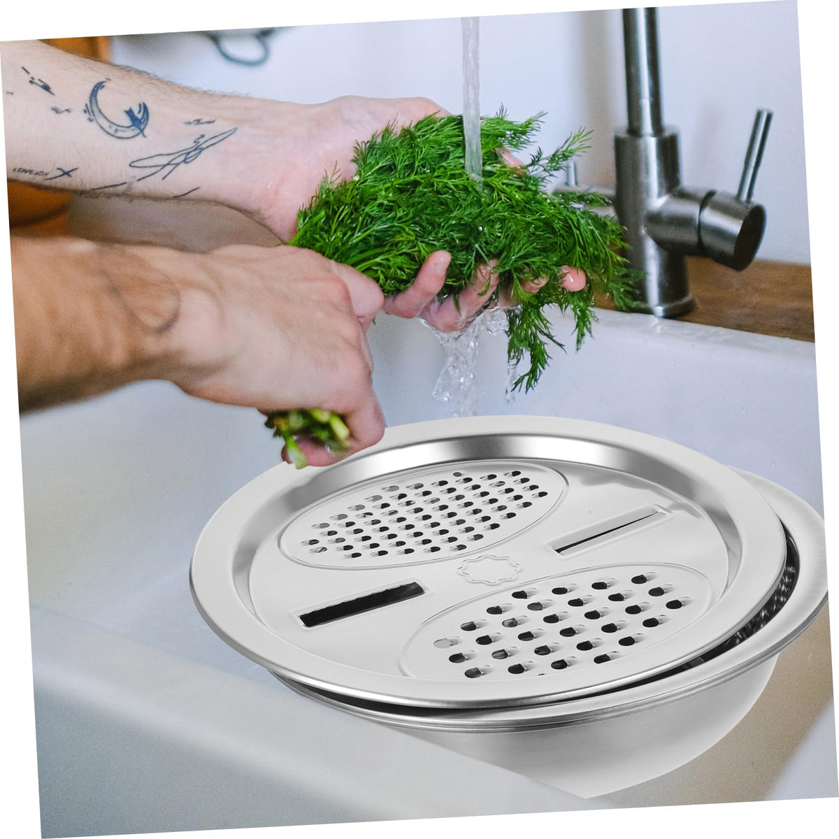 Metal Vegetable Washing Basket Strainer Bowl I269099