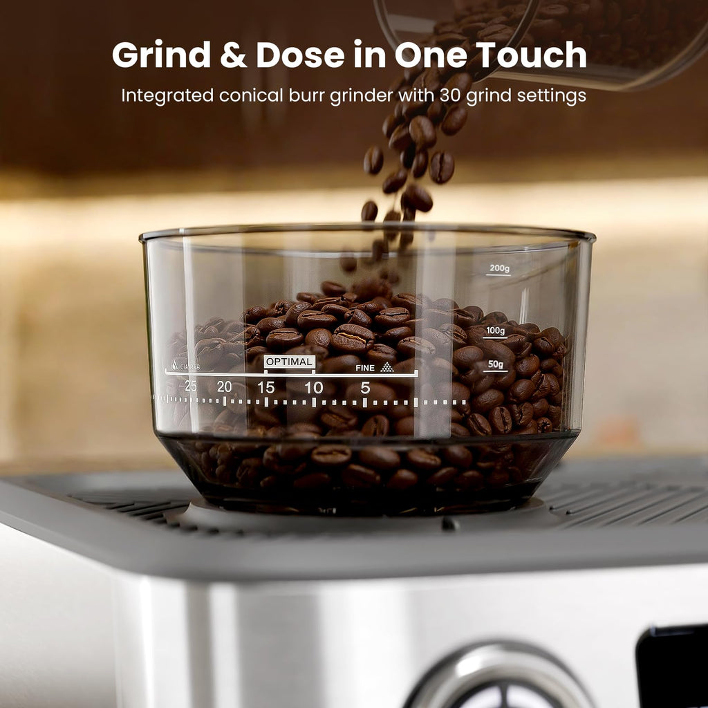 20 Bar Dual Boiler Espresso Machine with Grinder & Milk Steamer K710