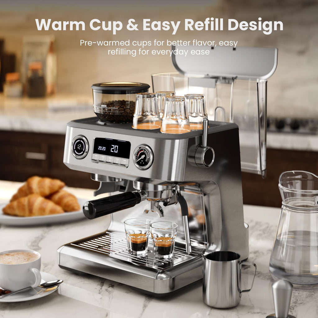 20 Bar Dual Boiler Espresso Machine with Grinder & Milk Steamer K710