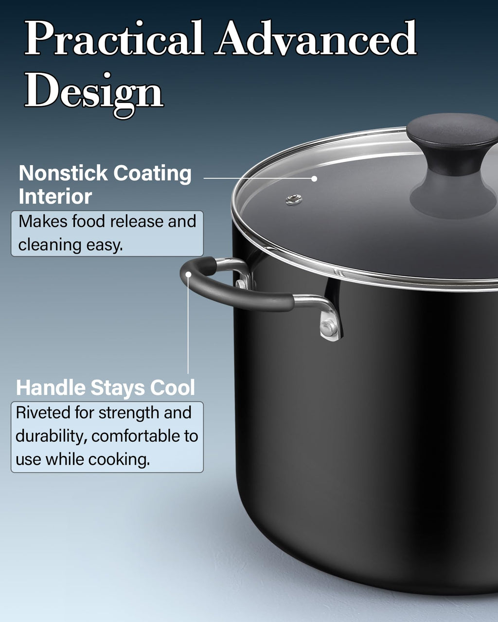 10.5 Quart Non Stick Stock Pot with Lid G451