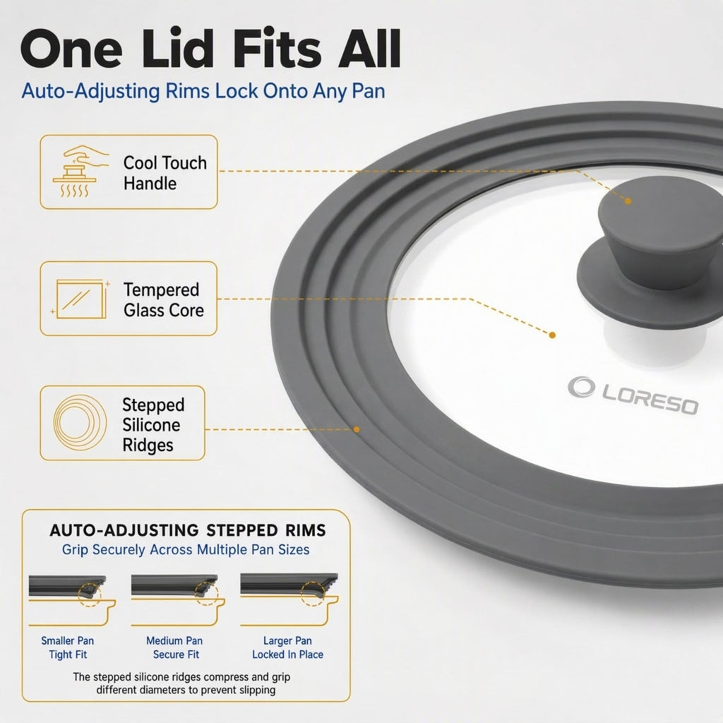 Universal Lid for Pots, Pans & Skillets, 7.5-11.5" R202666