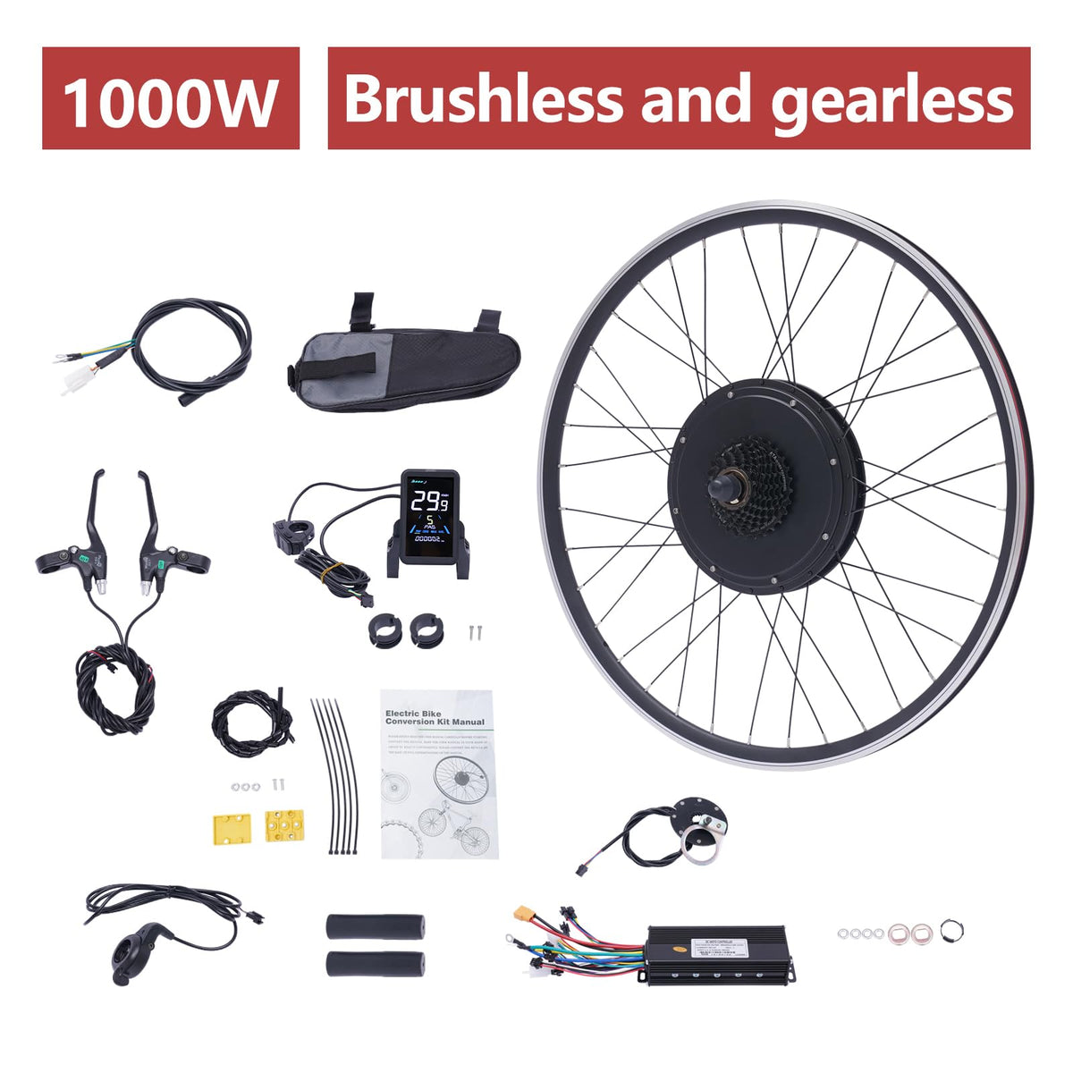 28"/29" Rear Wheel 48V 1000W Electric Bike Conversion Kit with LCD Display U9507