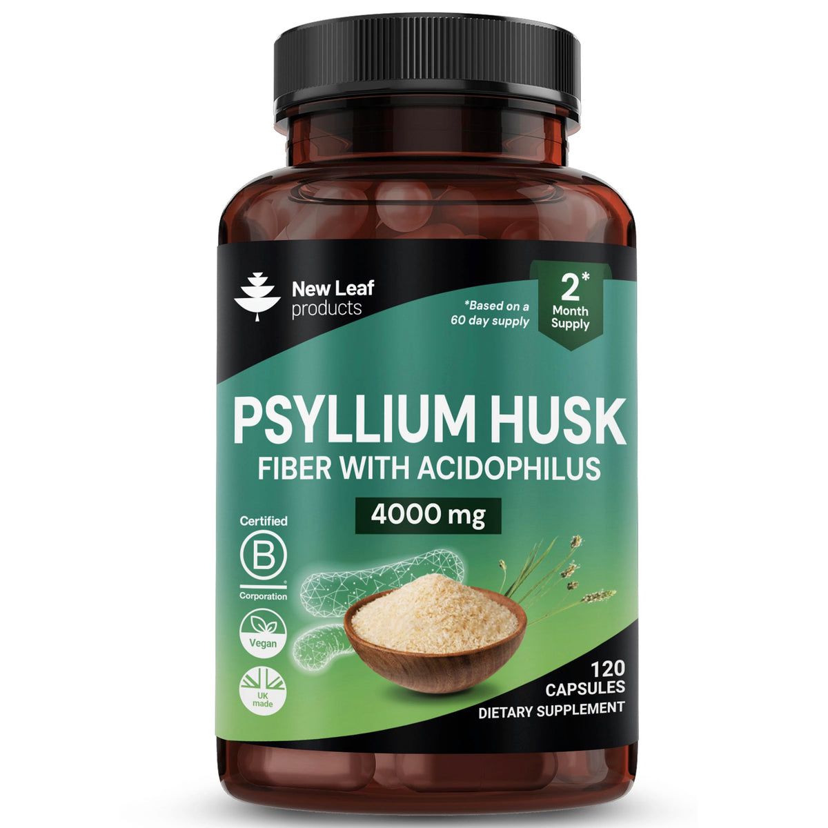 Psyllium Husk Capsules with Acidophilus Fibre Supplement H8054