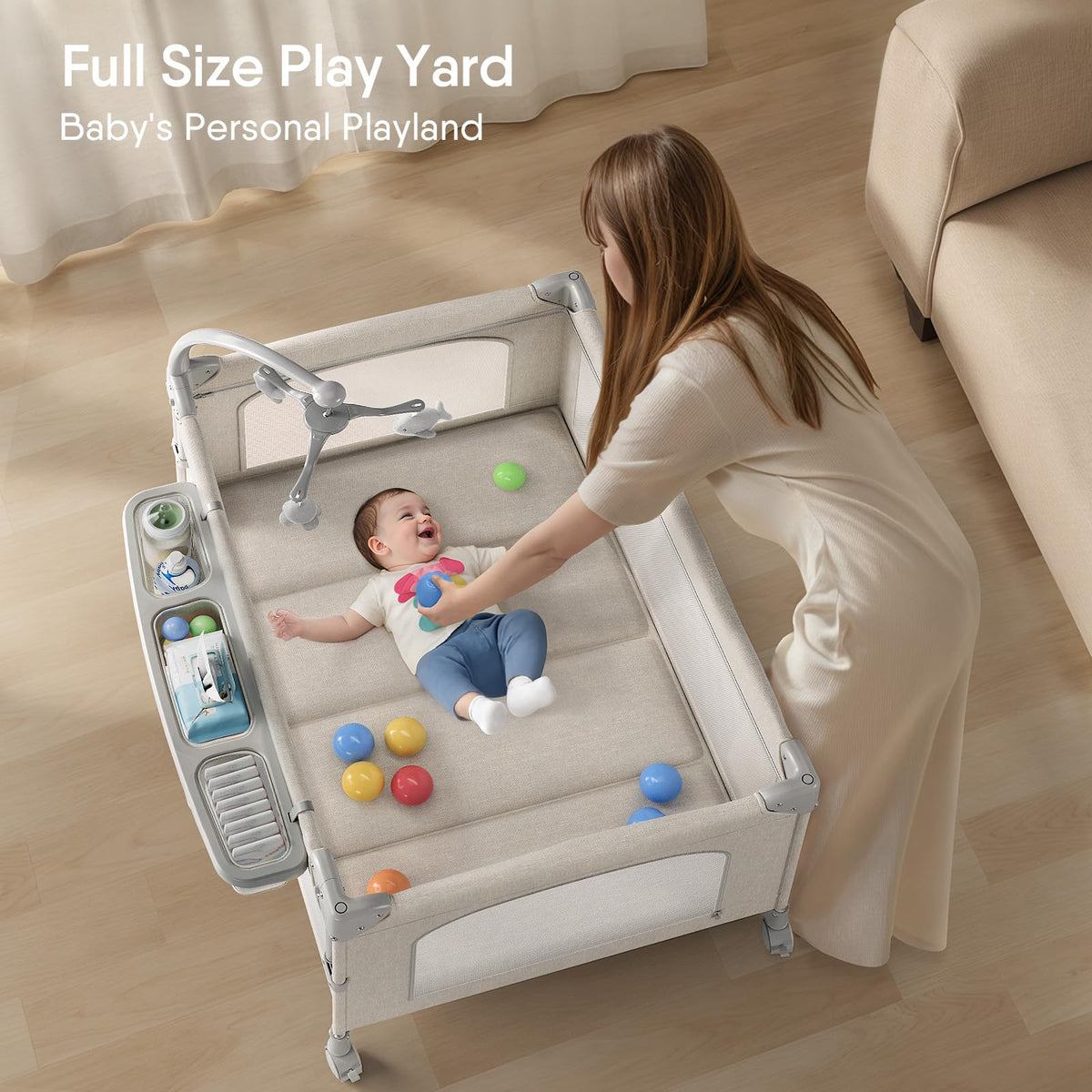 Baby Bassinet, Pack and Play, Bedside Crib Sleeper, Diaper Changer X66368