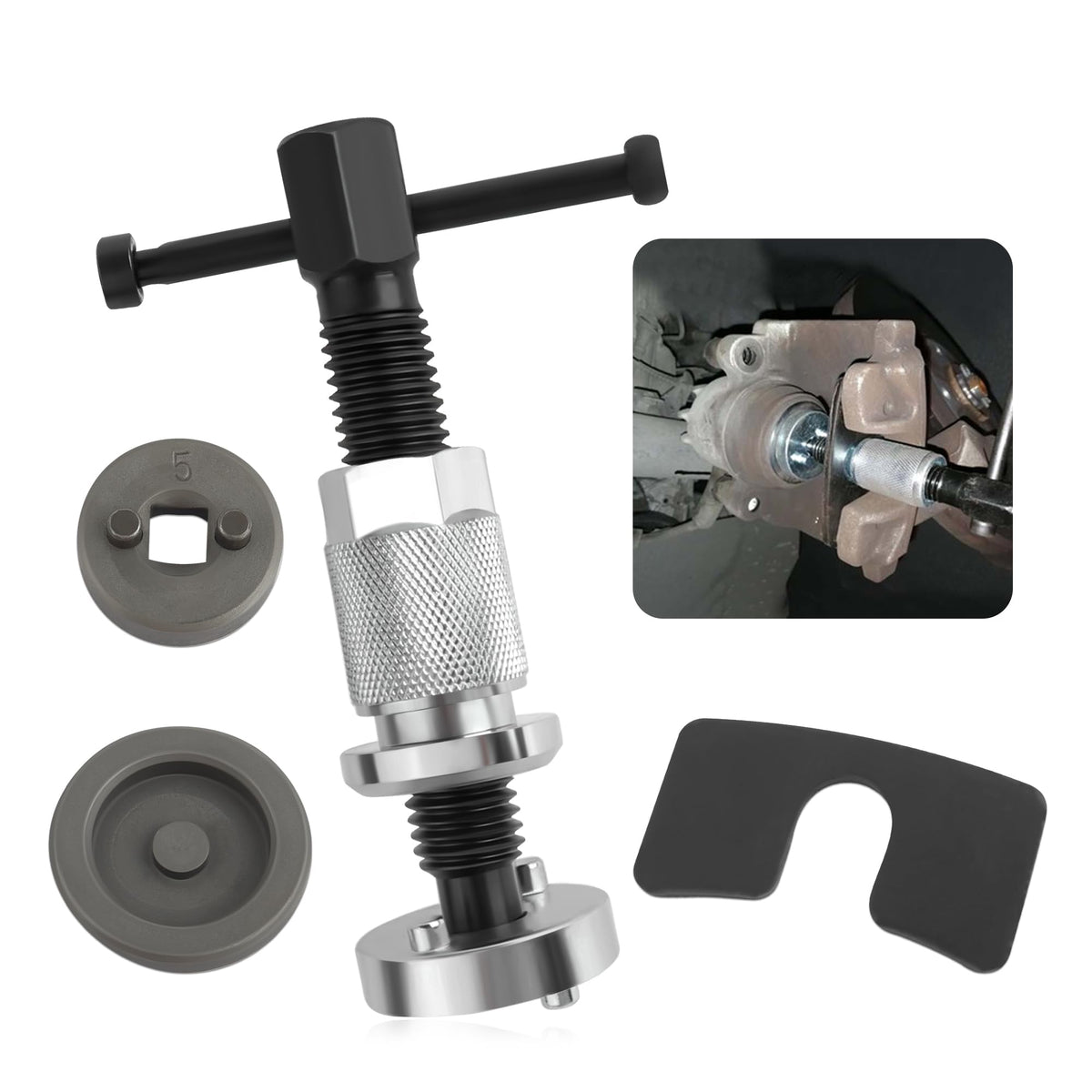 Chrome-Plated Steel 5PCS Brake Caliper Compression Tool Set P67772