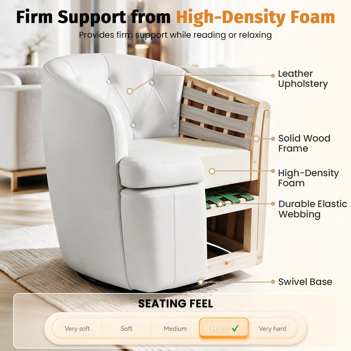 360° Swivel Button-Tufted Barrel Chair N136734