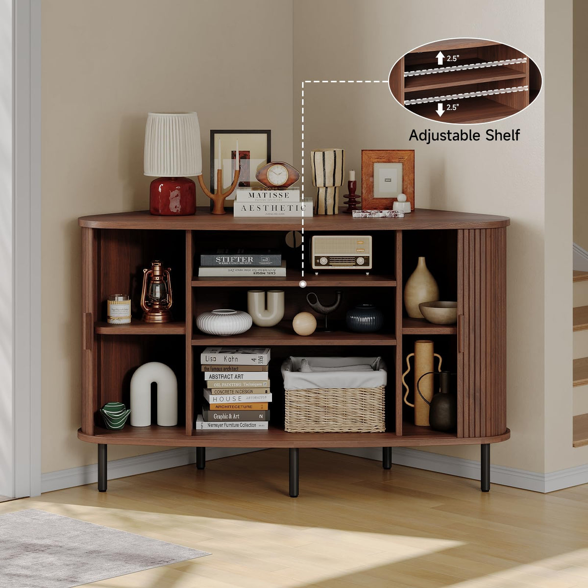 47 Inch Walnut Corner TV Stand M998158