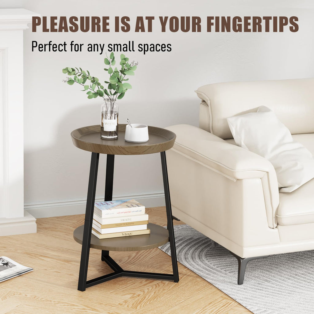 Round 2 Tier End Table with Storage Shelf C454126