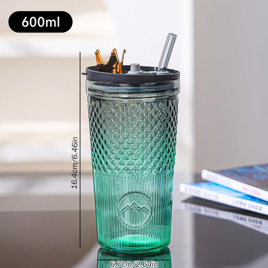 20Oz Glass Tumbler with Straw and Lid B7681