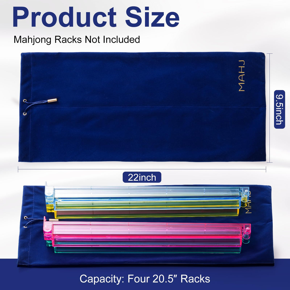 Blue Velvet Drawstring Storage Bag with 2 Compartments U7284