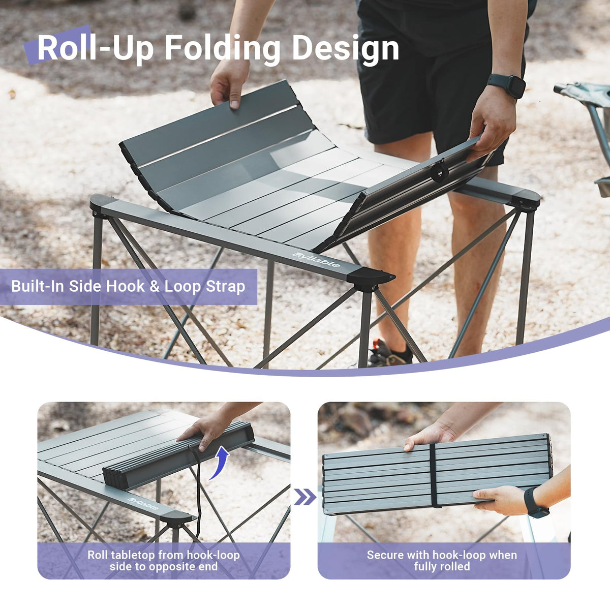 Camping Square Folding Aluminum Table L578536