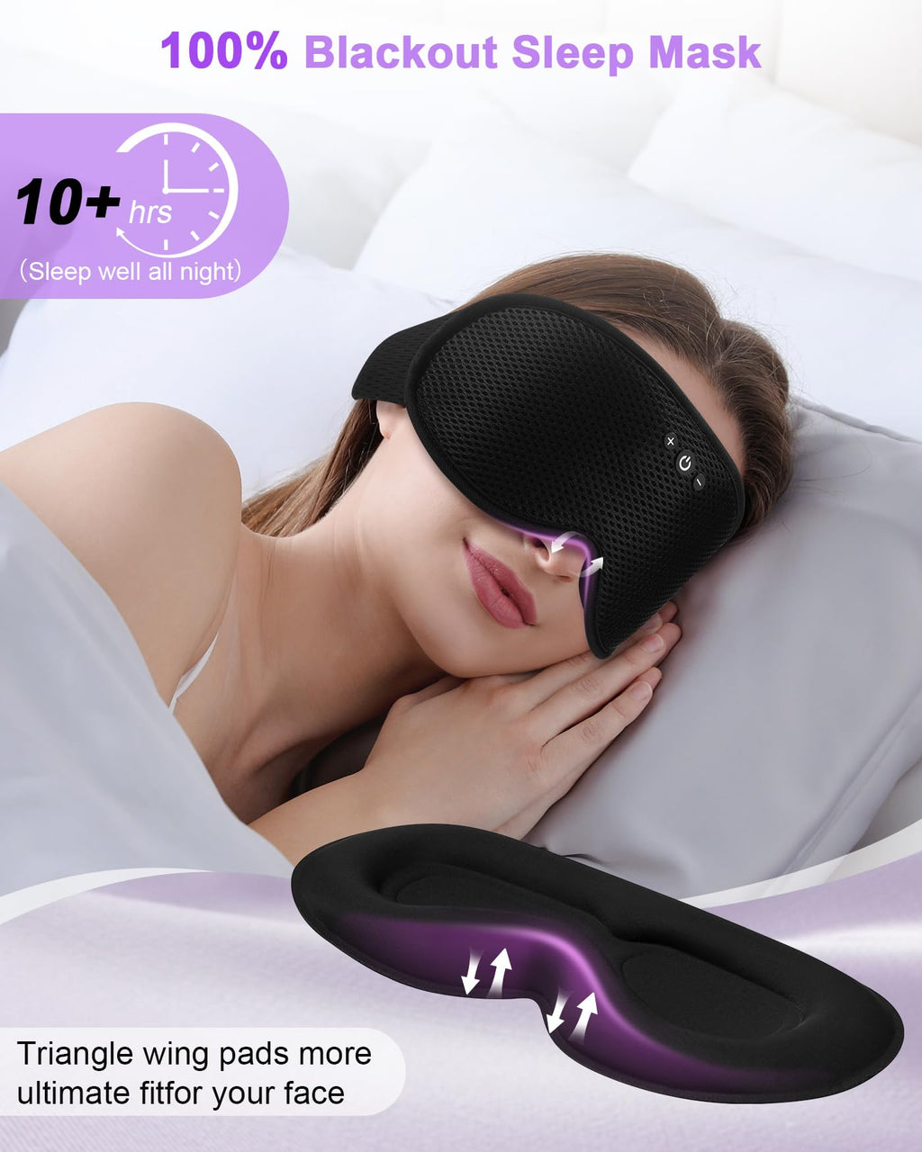 3D Contoured Sleep Mask with Bluetooth Headphones G418220