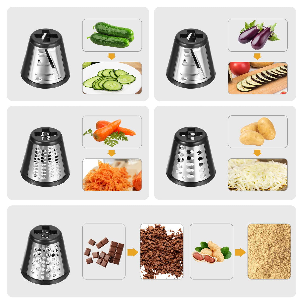 Electric Vegetable Cutter 500 W with 5 Cutting Drums P63504