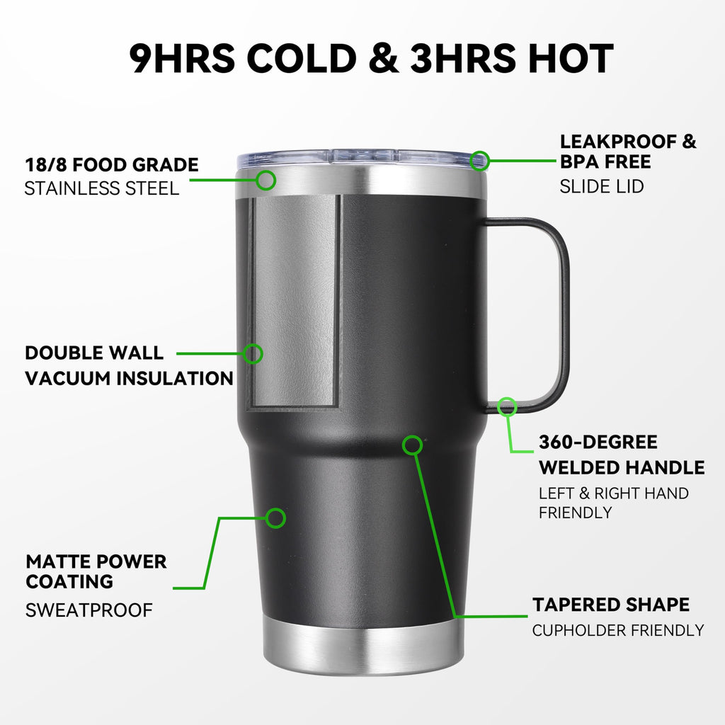 20 oz Stainless Steel Insulated Tumbler with Handle Lid and Straw Q7383