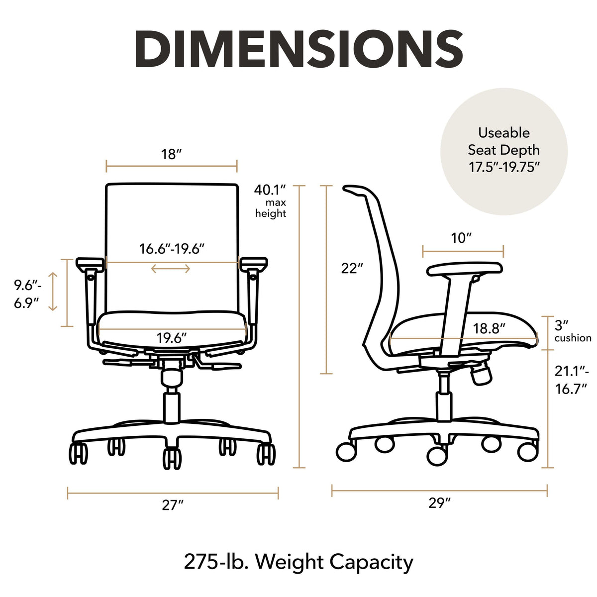 Apricot Ergonomic Office Chair R347164