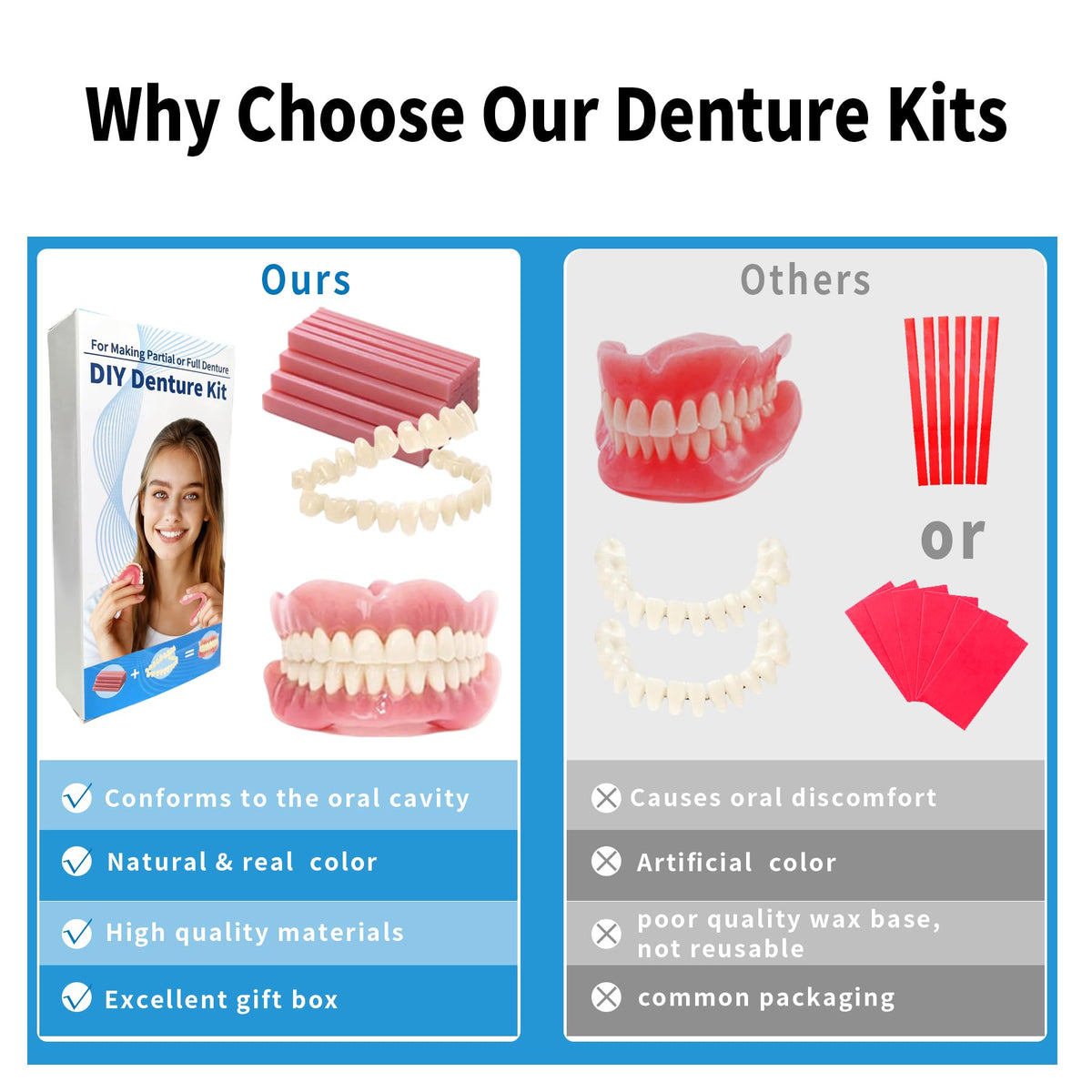DIY Denture Kit Top & Bottom Fake Teeth F4157