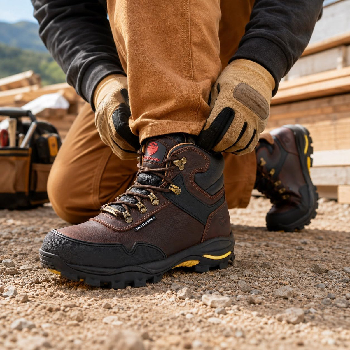 6 Inch Waterproof Leather Work Boots J91598