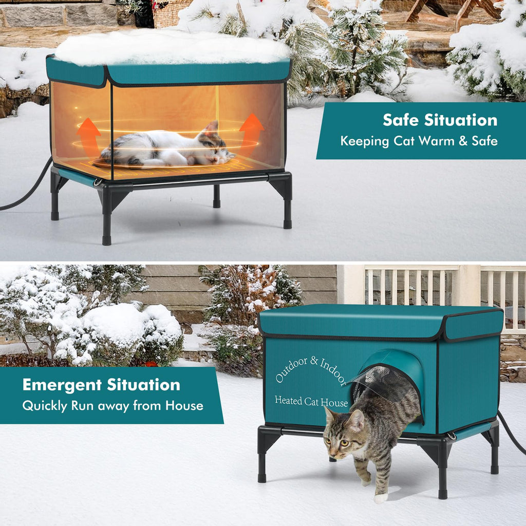 Insulated Heated Cat House with Heating Pad H190