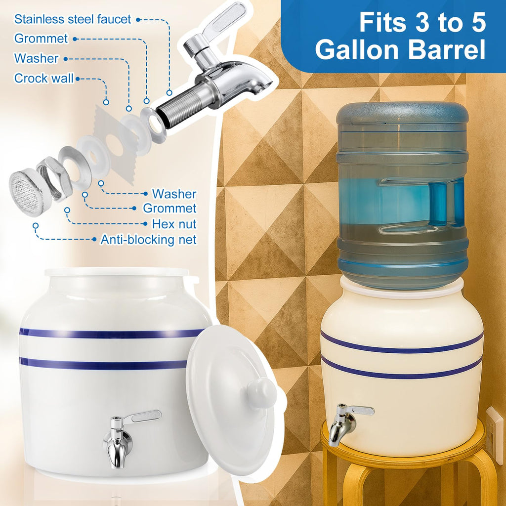 Ceramic Water Dispenser with 304 Stainless Steel Faucet and Lid Z108067