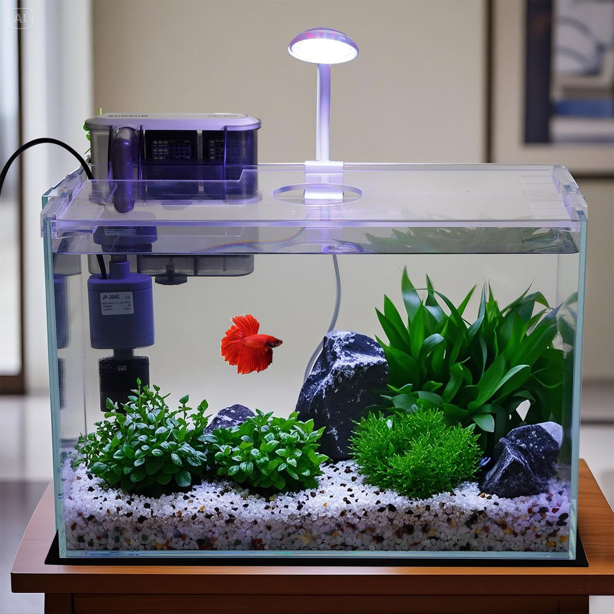 3 Gallon Glass Fish Tank Starter Kit with Filter J81710