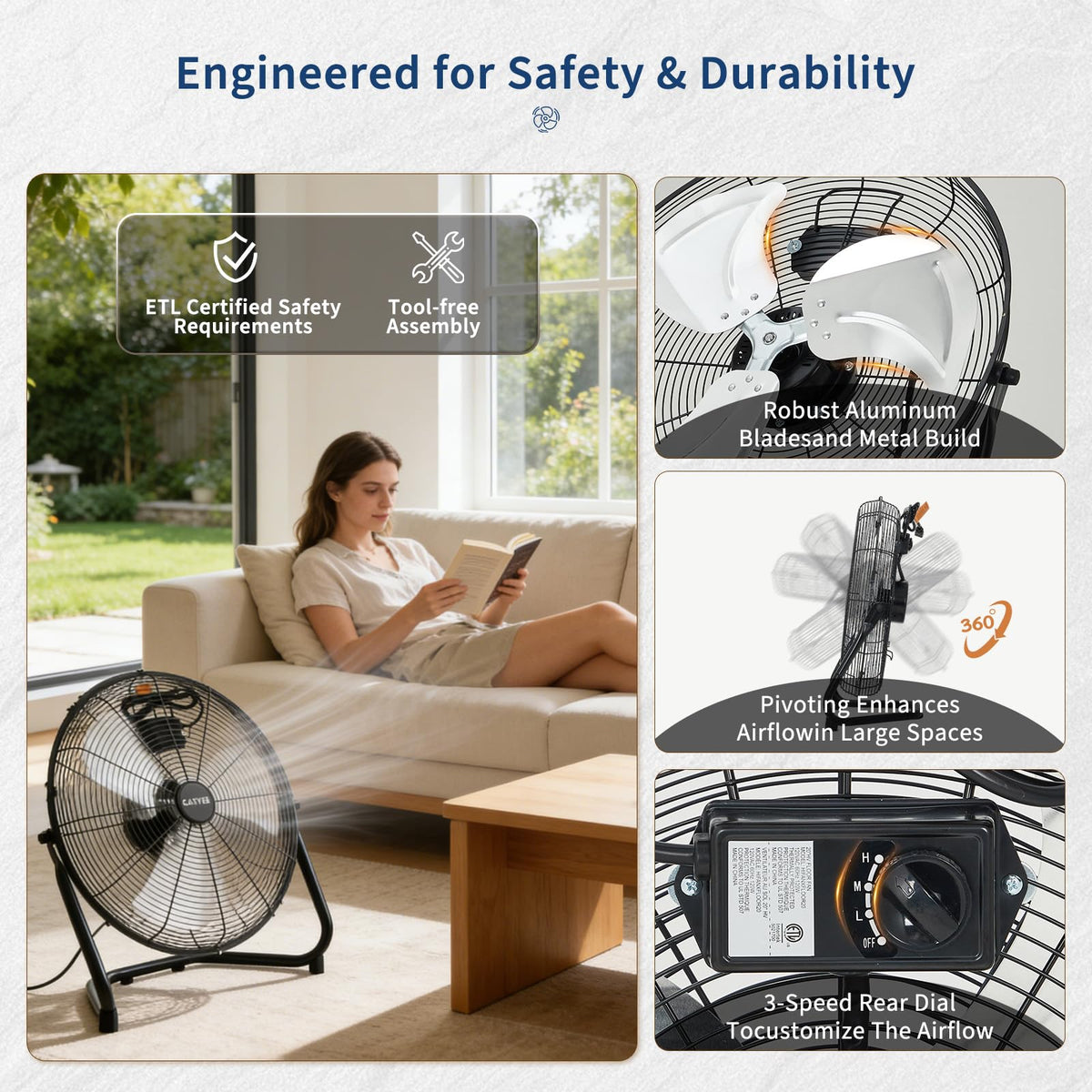 20-Inch 3-Speed Metal Floor Fan P360680