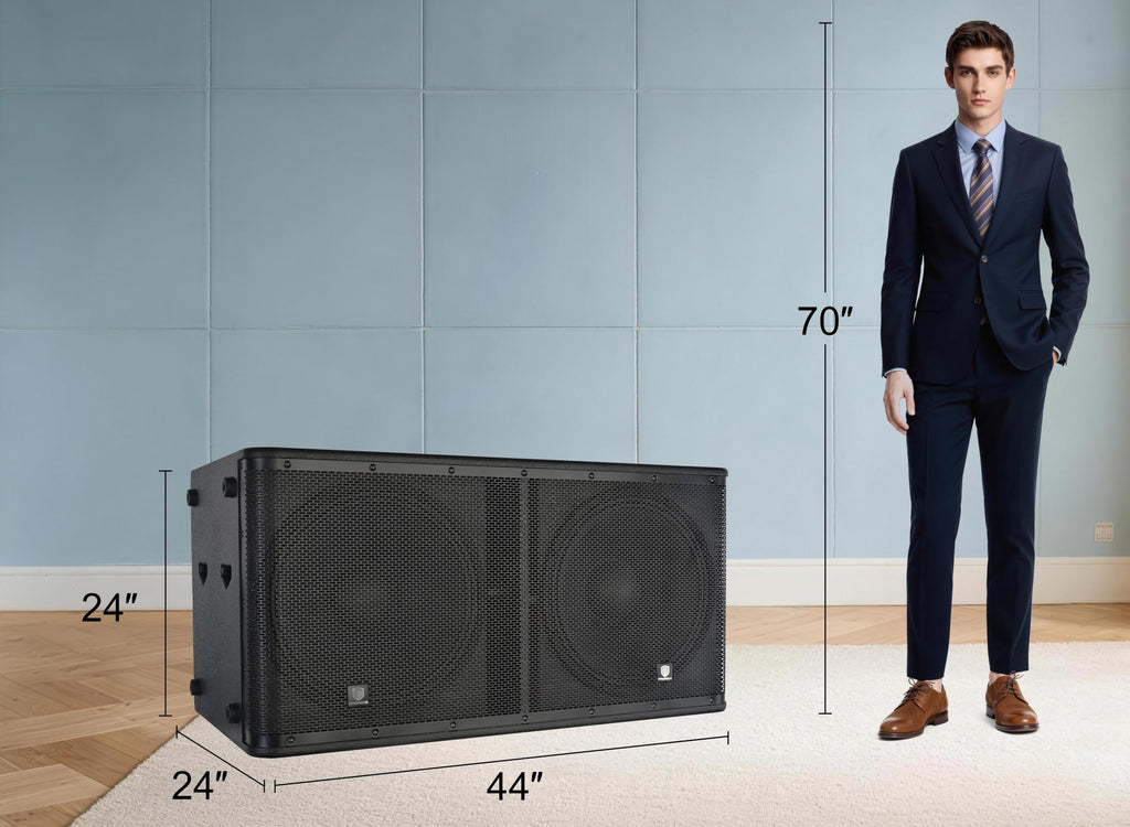 Active Powered PA DJ Subwoofer Cabinet Dual 18 inch 5000W with Class-D Amplifier, Black A5061
