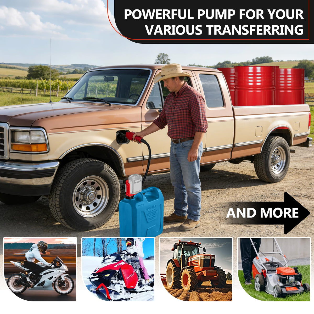 Cordless Gas Pump with Auto-Stop & Hand Nozzle, 51" Hose K60259