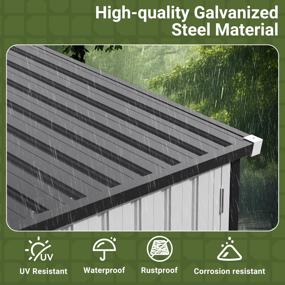 10X14 FT Metal Outdoor Storage Shed with Window, Black E6787