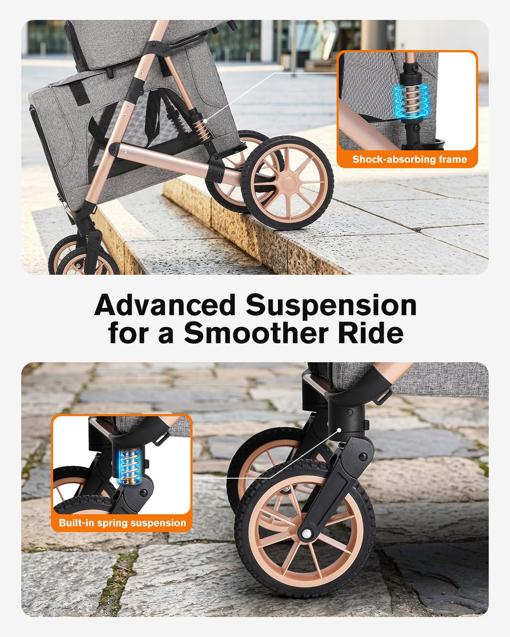 Double Pet Stroller with 2 Detachable Carriers T783479