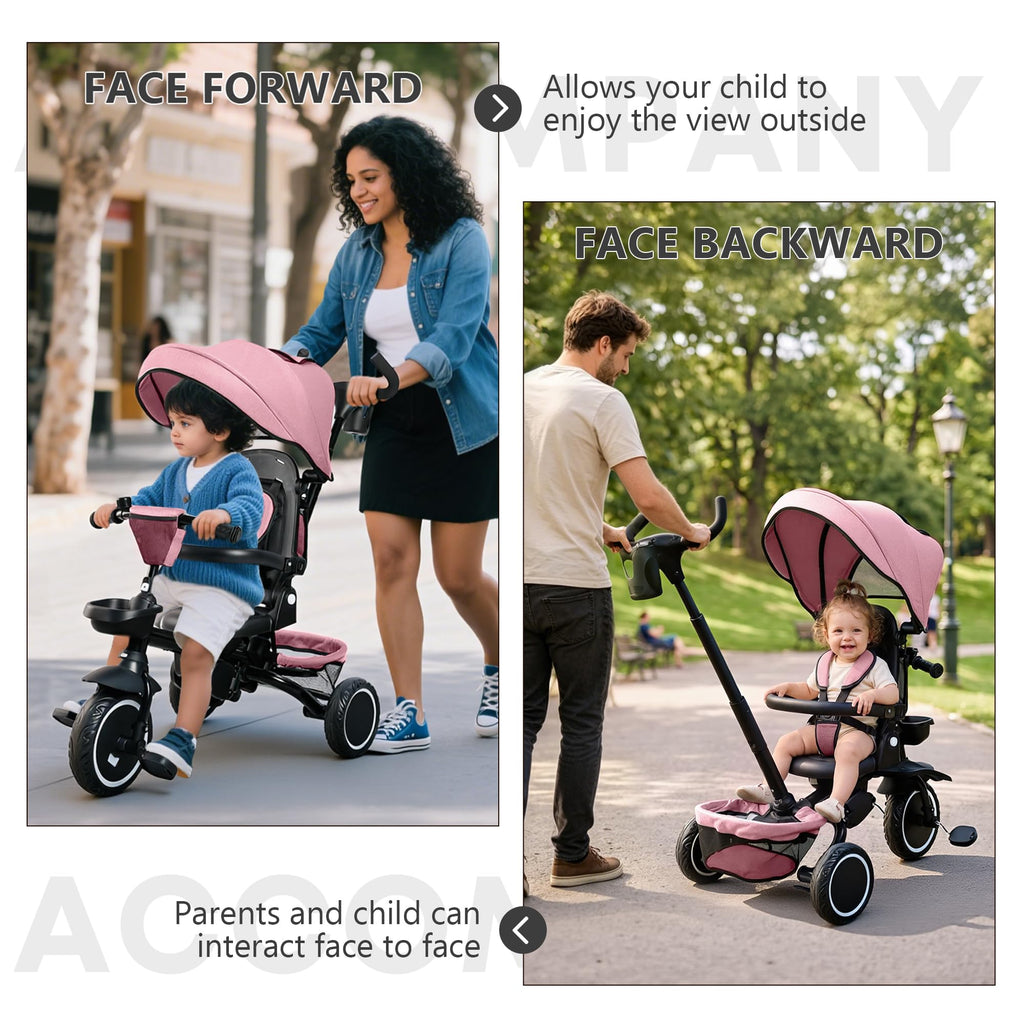 8 in 1 Toddler Tricycle with Push Handle B840