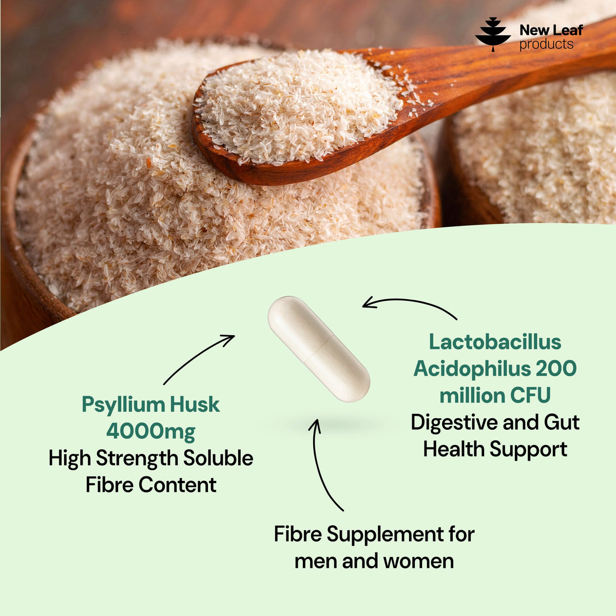 Psyllium Husk Capsules with Acidophilus Fibre Supplement H8054