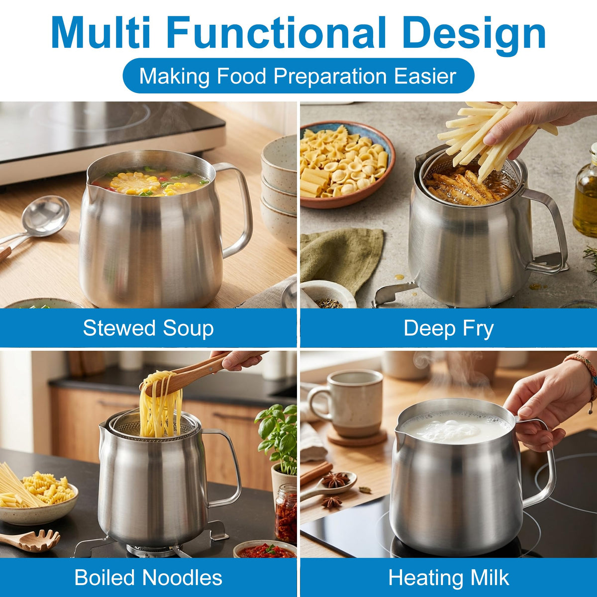 68oz Stainless Steel Oil Filter Pot with Fryer Basket G1637