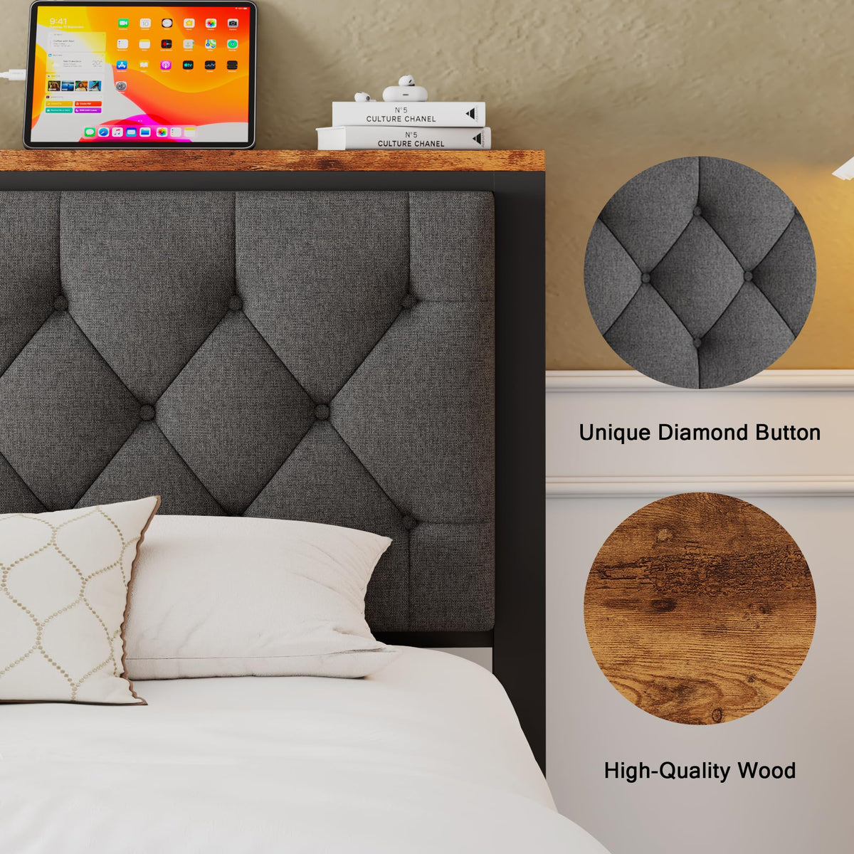 King Size Metal Platform Bed Frame with 2 Storage Drawers O292