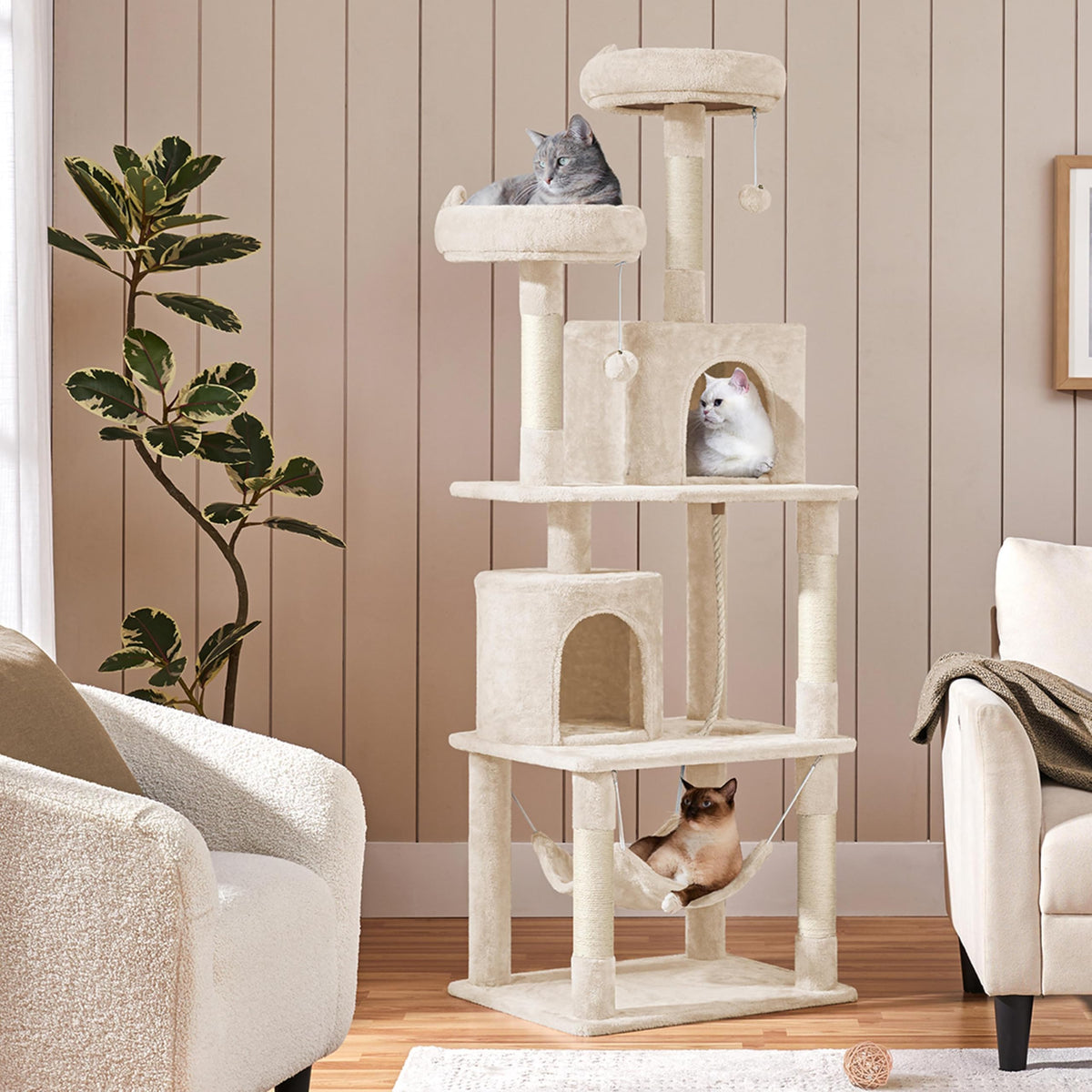 Beige 70.5in Multi-Level Cat Tree B504704