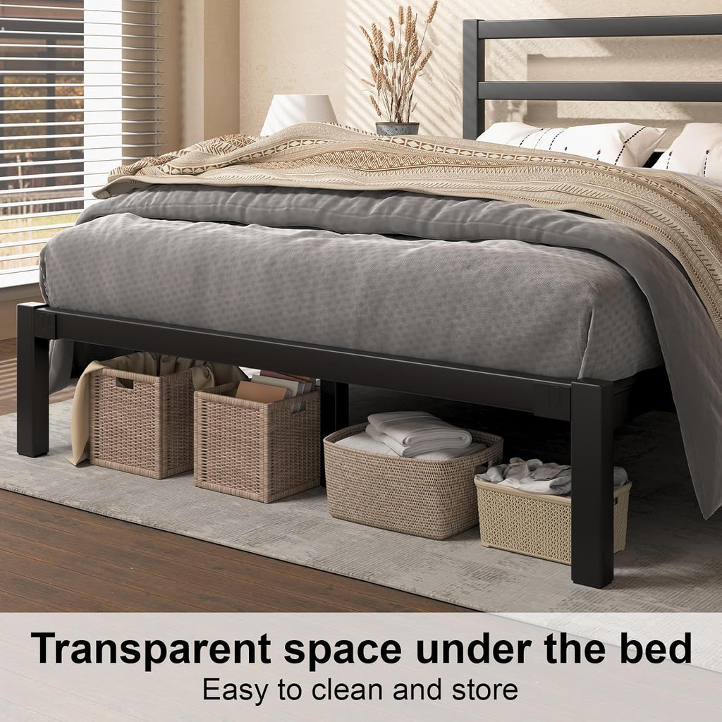 Queen Metal Platform Bed Frame with Headboard U8524