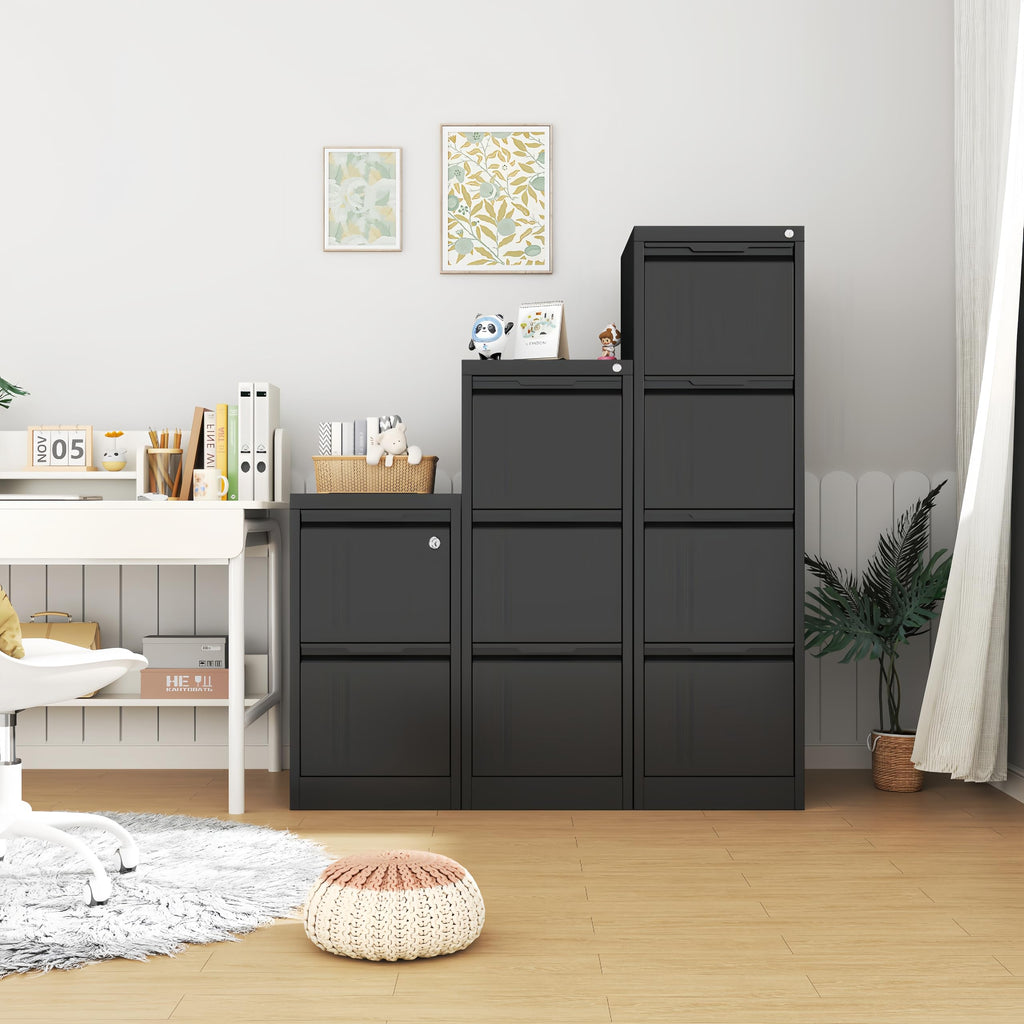Black 4 Drawer Metal File Cabinet with Lock X382744