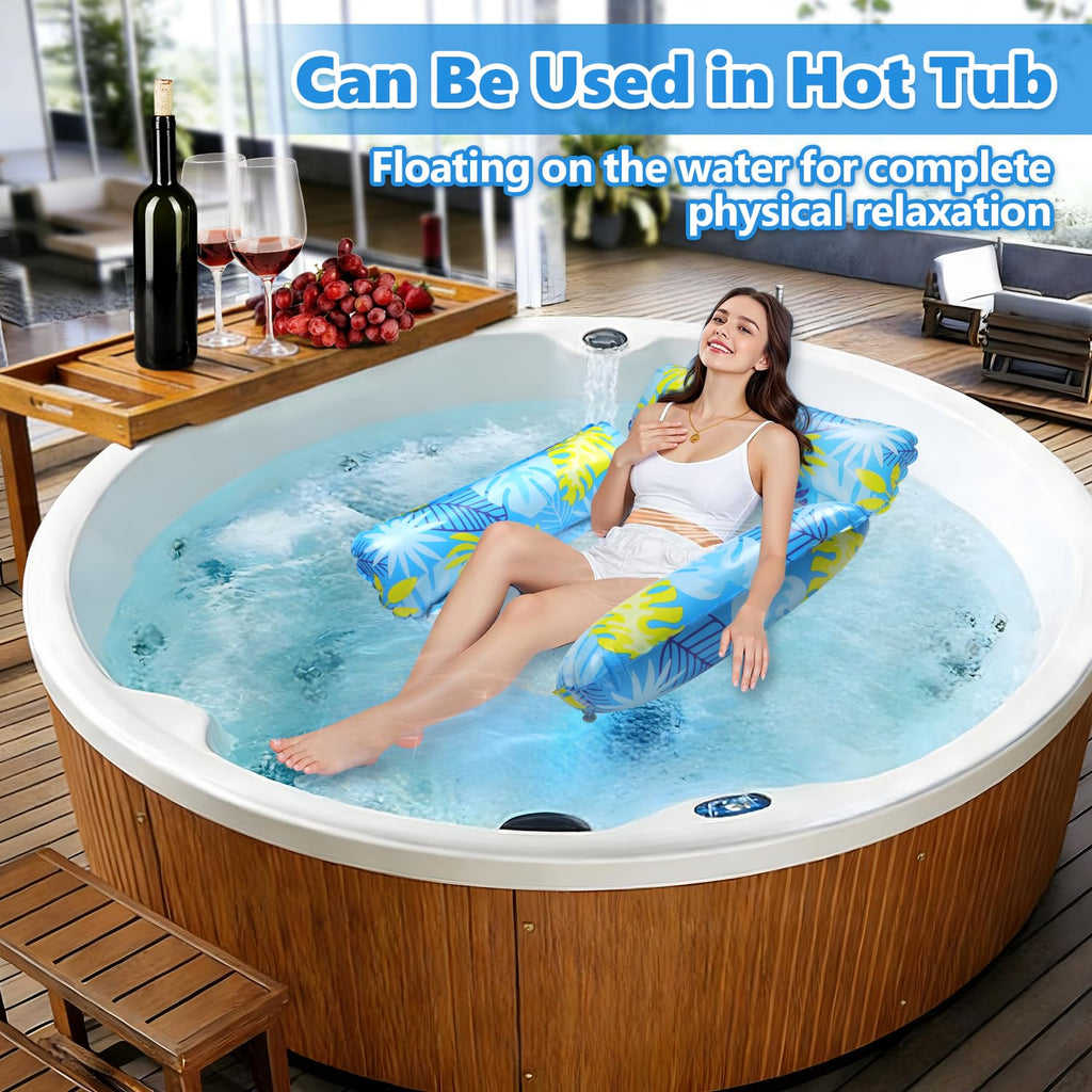 2 Pack Inflatable Pool Floats with Drink Holders and Air Pump T5810