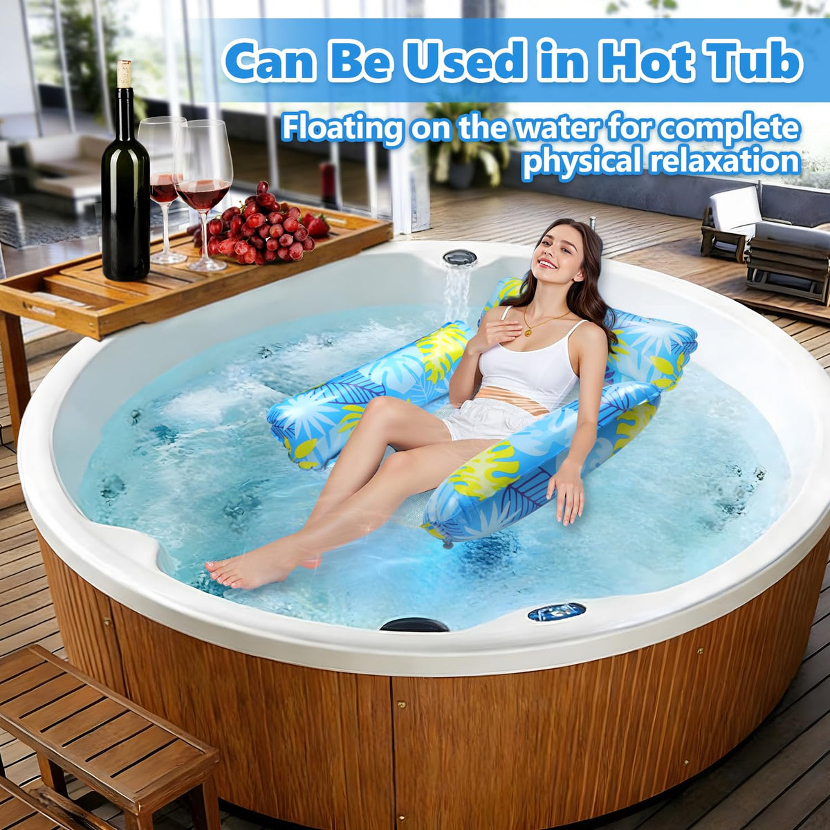 2 Pack Inflatable Pool Floats with Drink Holders and Air Pump T5810